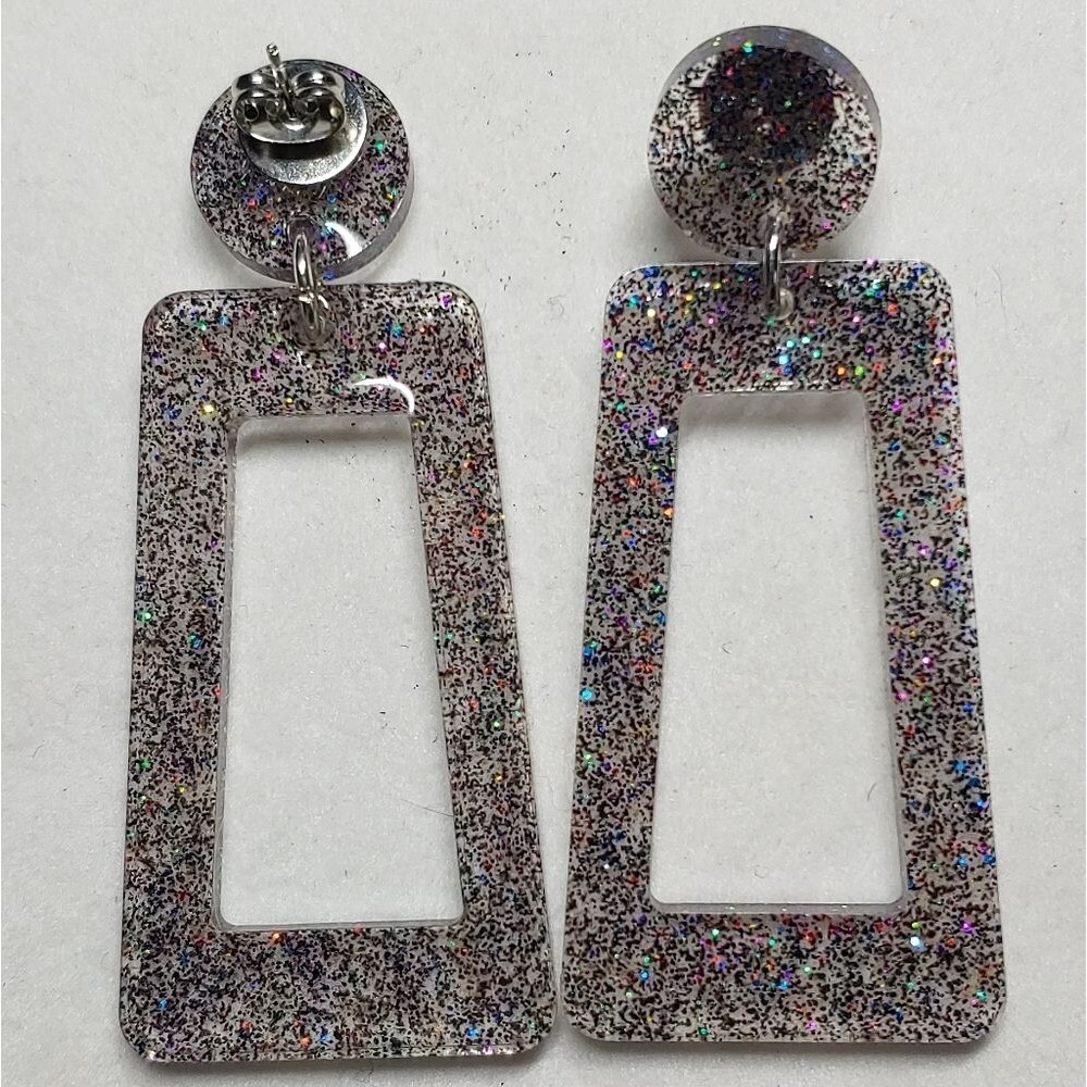 Earrings Multi. Color Glitter Studs - Picture 3 of 4